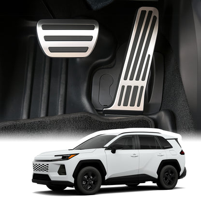 For Toyota RAV4 2026 Auto Aluminum Pedal Covers Accessories, Non-Slip Performance Foot Pedal Pads Set, Brake Accelerator Pedal Covers Compatible for Toyota RAV4 2026, Silver