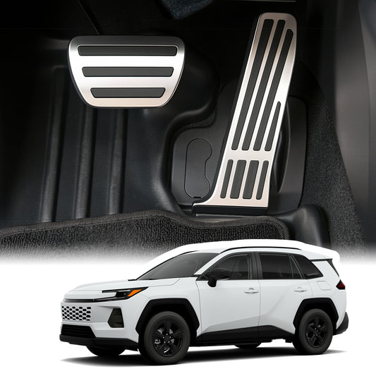 For Toyota RAV4 2026 Auto Aluminum Pedal Covers Accessories, Non-Slip Performance Foot Pedal Pads Set, Brake Accelerator Pedal Covers Compatible for Toyota RAV4 2026, Silver
