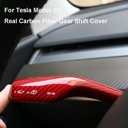 TOPABYTE Real Carbon Fiber & ABS Gear Shift Steering Lever Cover for Model 3/Y