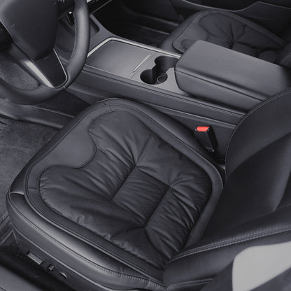 TOPABYTE Adjustable Nappa Leather Car Seat Cushion with Velvet Lining Universal for Most Cars