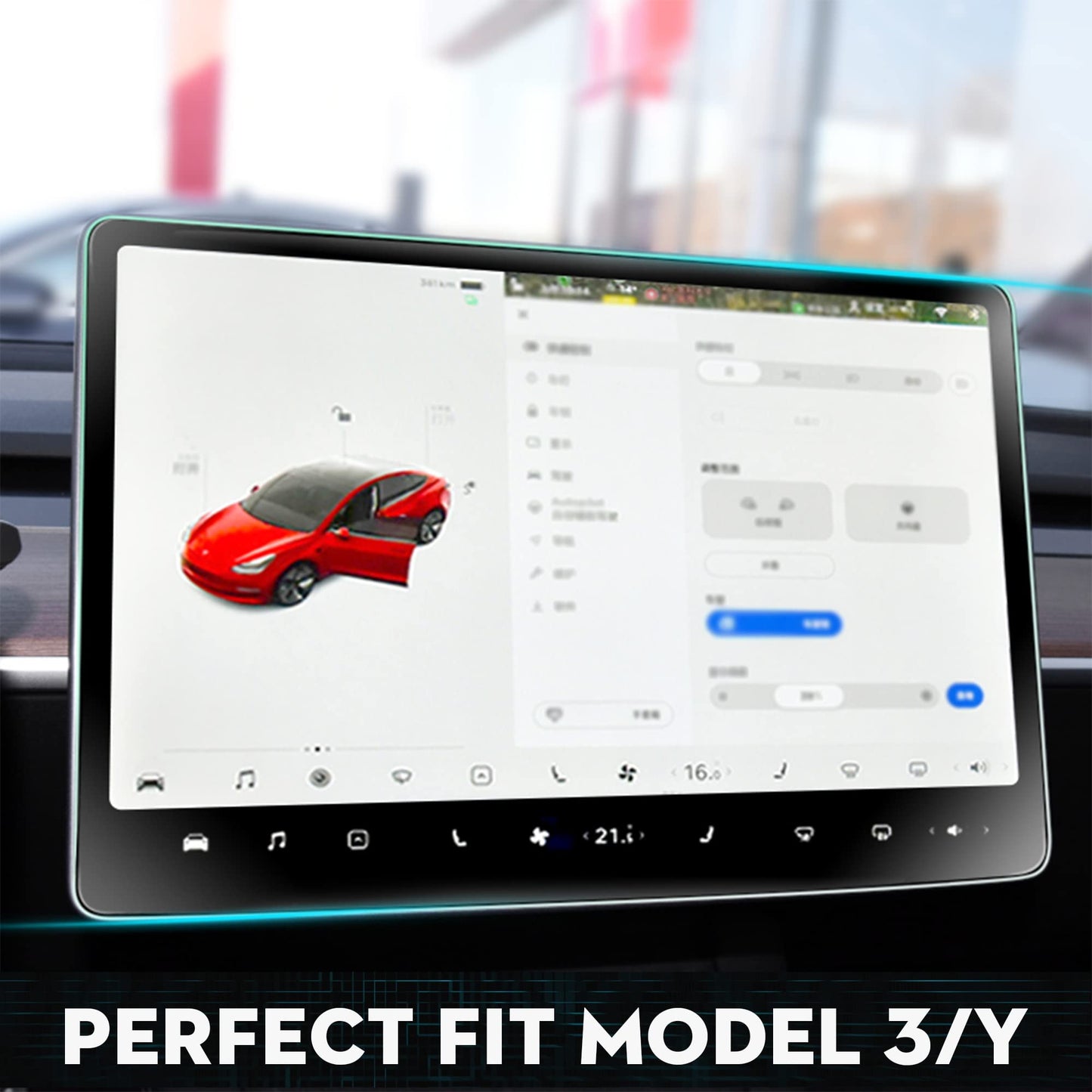 TOPABYTE Center Control Screen Protector for Model 3 Y S X Dashboard