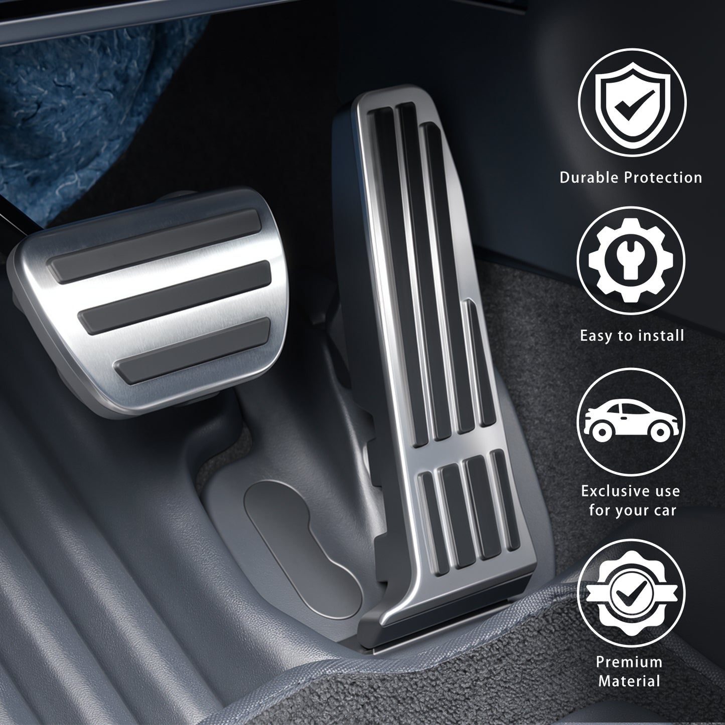 For Toyota RAV4 2026 Auto Aluminum Pedal Covers Accessories, Non-Slip Performance Foot Pedal Pads Set, Brake Accelerator Pedal Covers Compatible for Toyota RAV4 2026, Silver