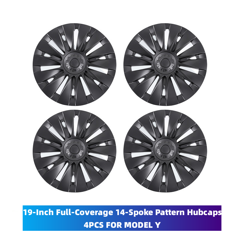 TOPABYTE 19-Inch Hubcaps 14 Spoke Full-Coverage Wheel Covers For Model Y