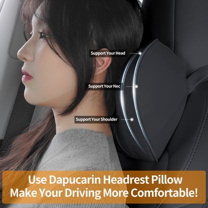 TOPABYTE Car Neck Pillow Memory Foam Leather Headrest Universal for Driving Home Office