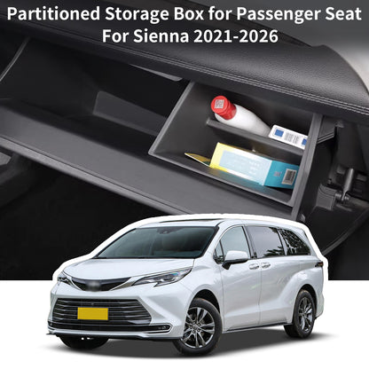 Car Glove Box Organizer Divider for Sienna 2021 2022 2023 2024 2025 2026,Glove Box Partition Divide Space for 2026 Sienna Accessories,Center Console Organizer TPE Storage Accessories