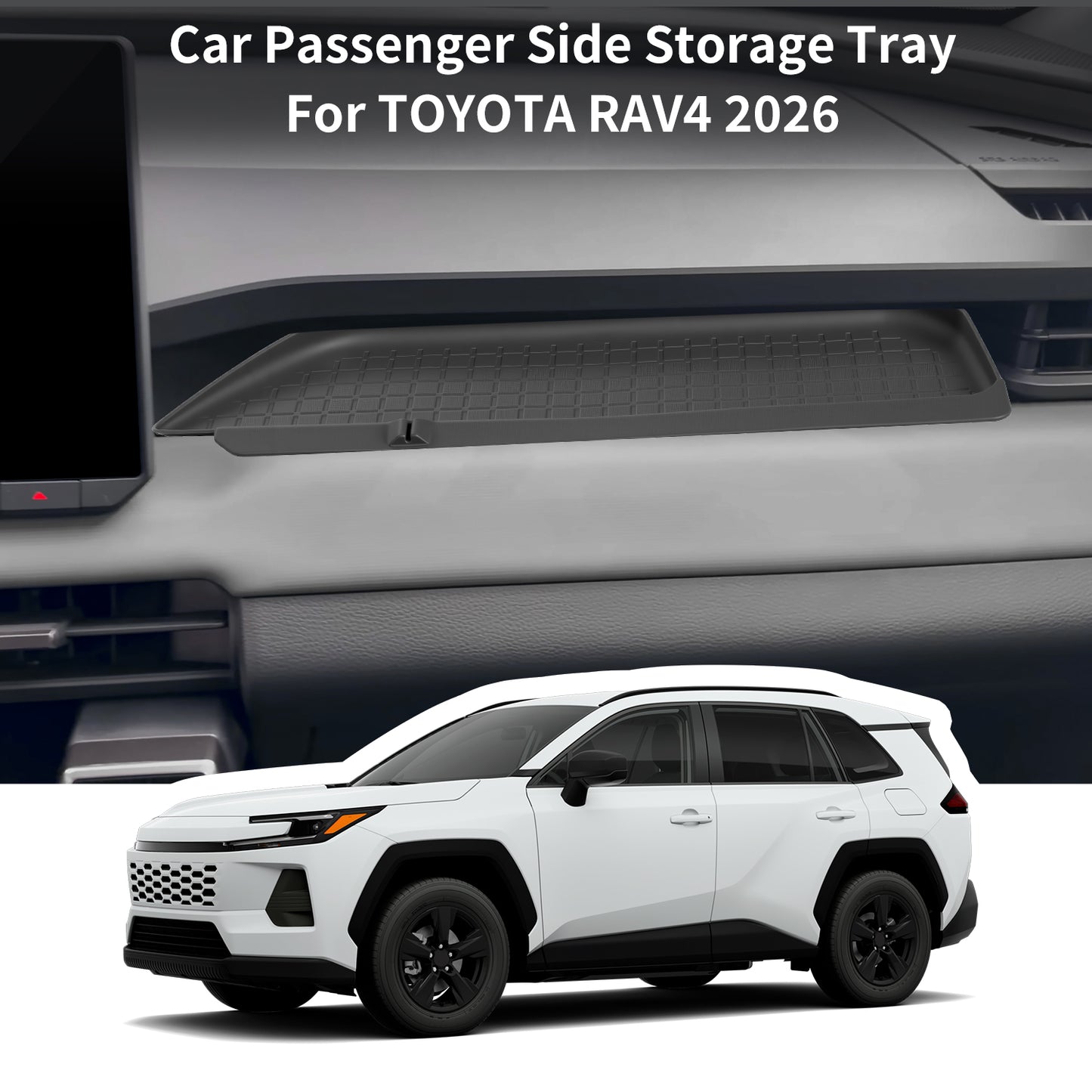 Silicone Passenger Storage Organizer Mat for Toyota RAV4 2026 Silicone Glove Box Organizer Tray Interior Compatible for RAV4 2026 Insert Accessories