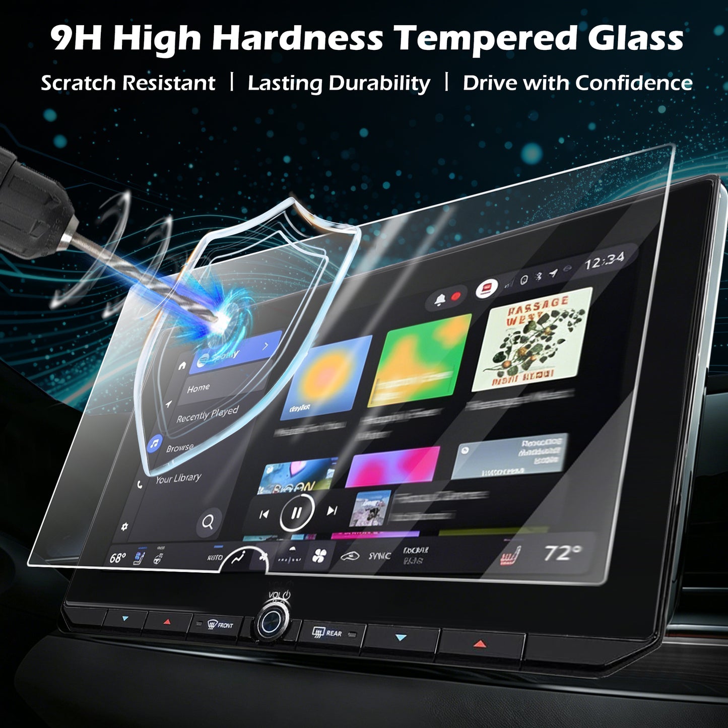 For Toyota RAV4 2026 Accessories Screen Protector for Toyota RAV4 12.9-inch Digital Gauge Cluster (XSE/Limited), 9H Tempered Glass For RAV4 2026 Anti-scratch&HD Transparent