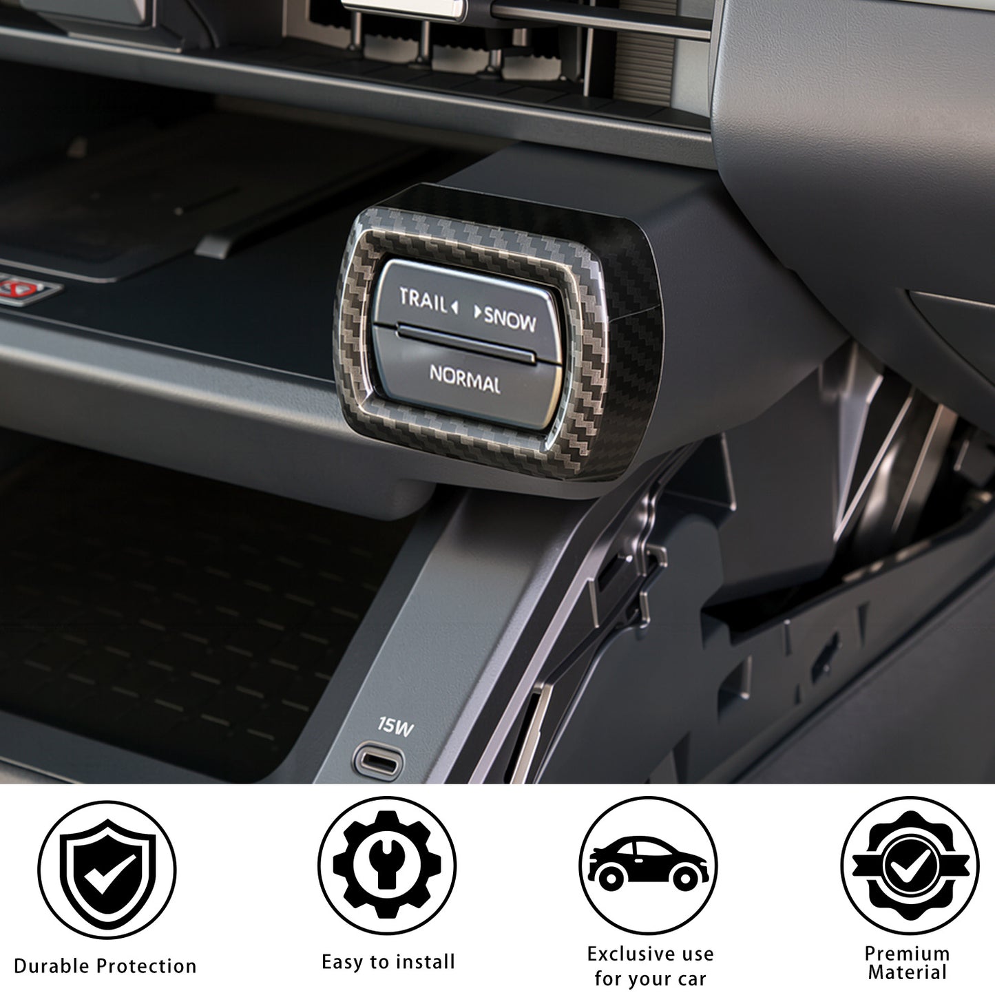 For Toyota RAV4 2026 Accessories Interior Center Console Air Conditioner Switch Button Cover Trim Central Central Air Conditioning Cover Decoration - Glossy Carbon Fiber