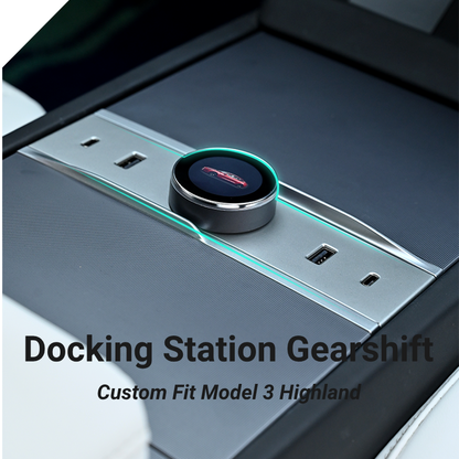 TERABYTE Smart Rotierender Schaltknauf mit 4-Port-Dockingstation für Model 3 Highland