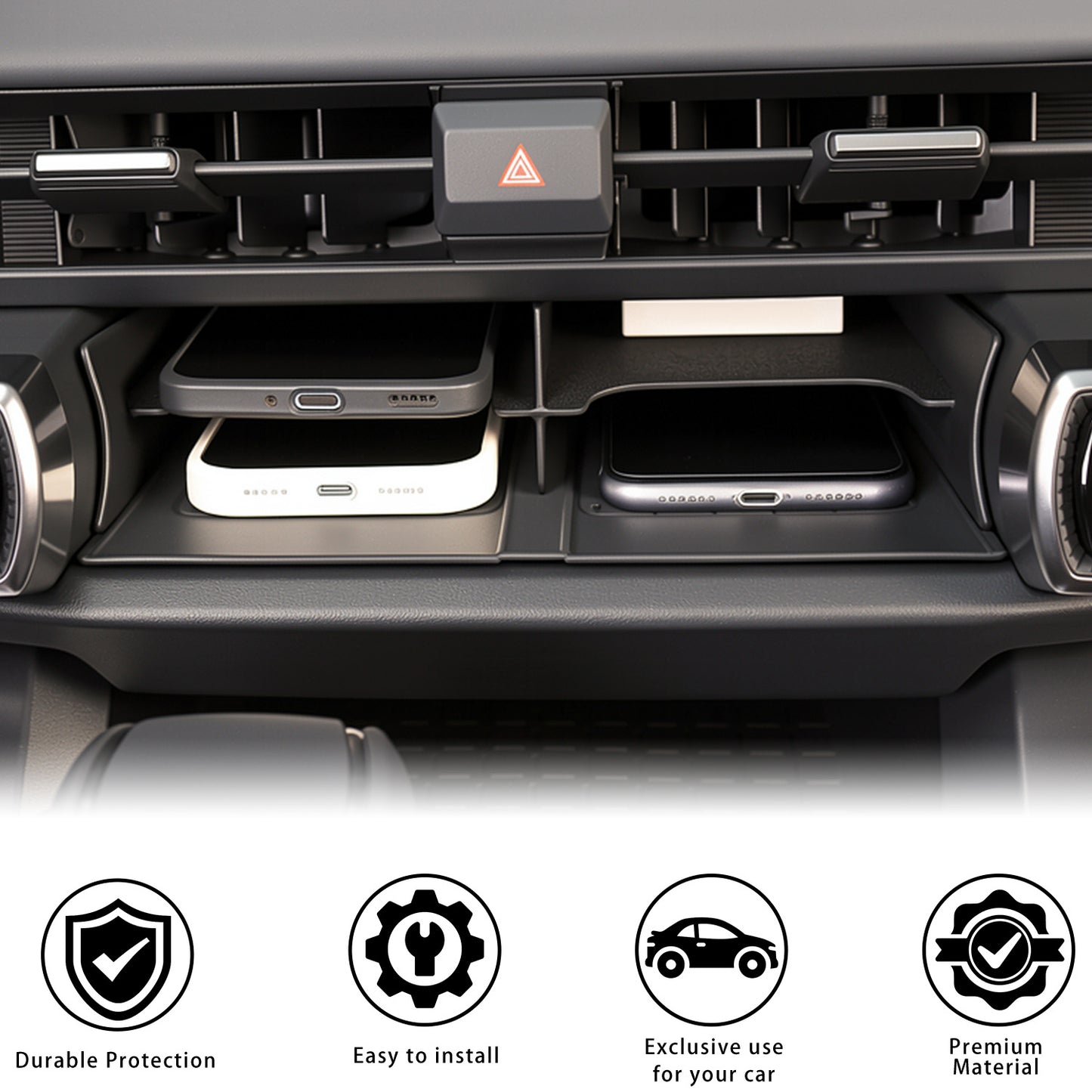 For Toyota RAV4 2026 Wireless Charging Protective Mat & Center Console Storage Protective Mat, Interior Accessories Silicone Anti-Slip Console Cover Pad for RAV4 2026 Accessories -2PC