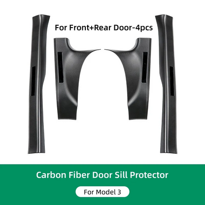 TOPABYTE Carbon Fiber Door Sill Protectors for Model 3/Y