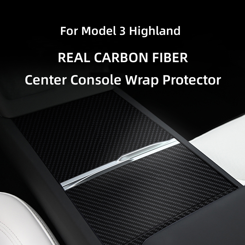 Topabyte Center Console Wrap Kit Protector de fibra de carbono real para el modelo 3 Y 2021-2025