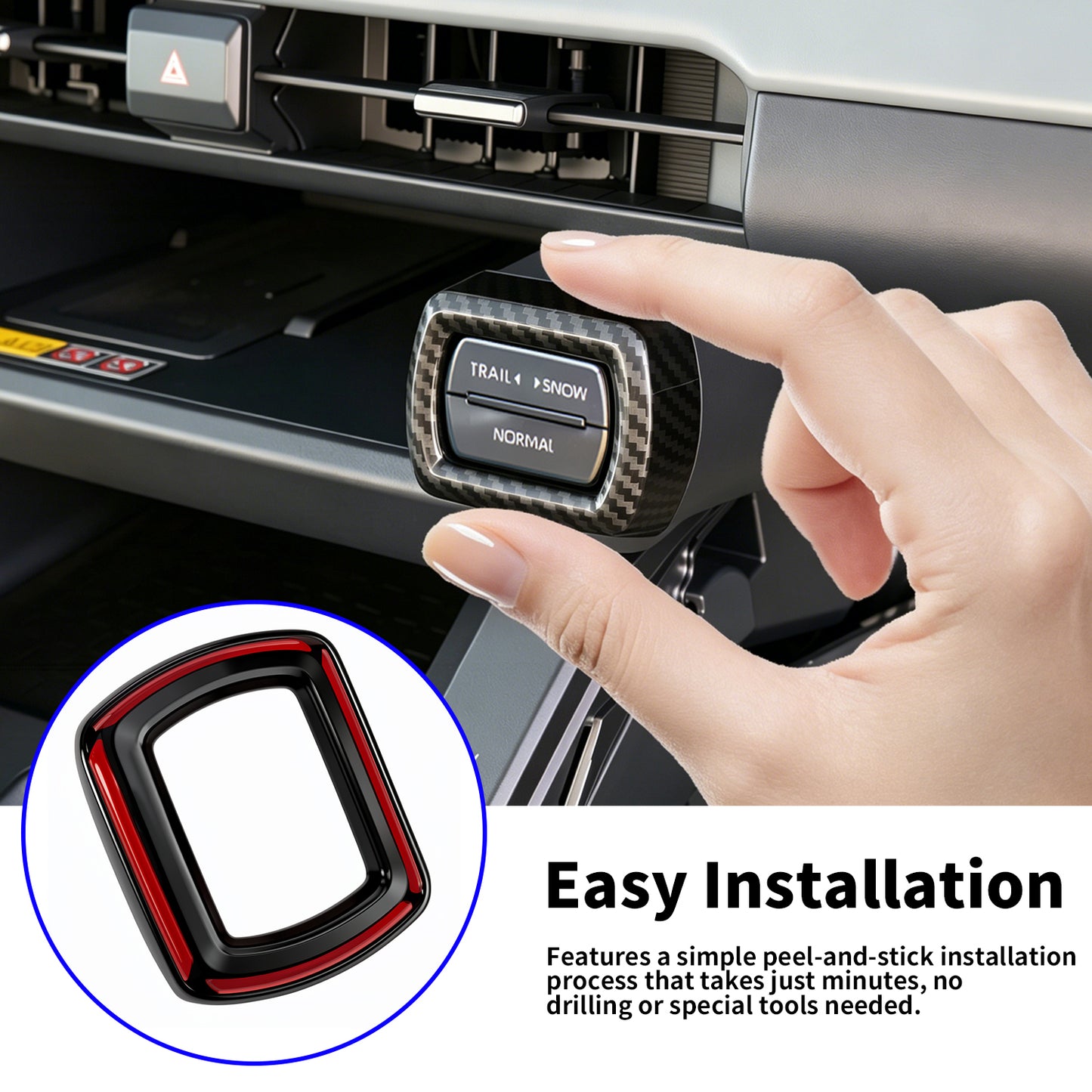 For Toyota RAV4 2026 Accessories Interior Center Console Air Conditioner Switch Button Cover Trim Central Central Air Conditioning Cover Decoration - Glossy Carbon Fiber