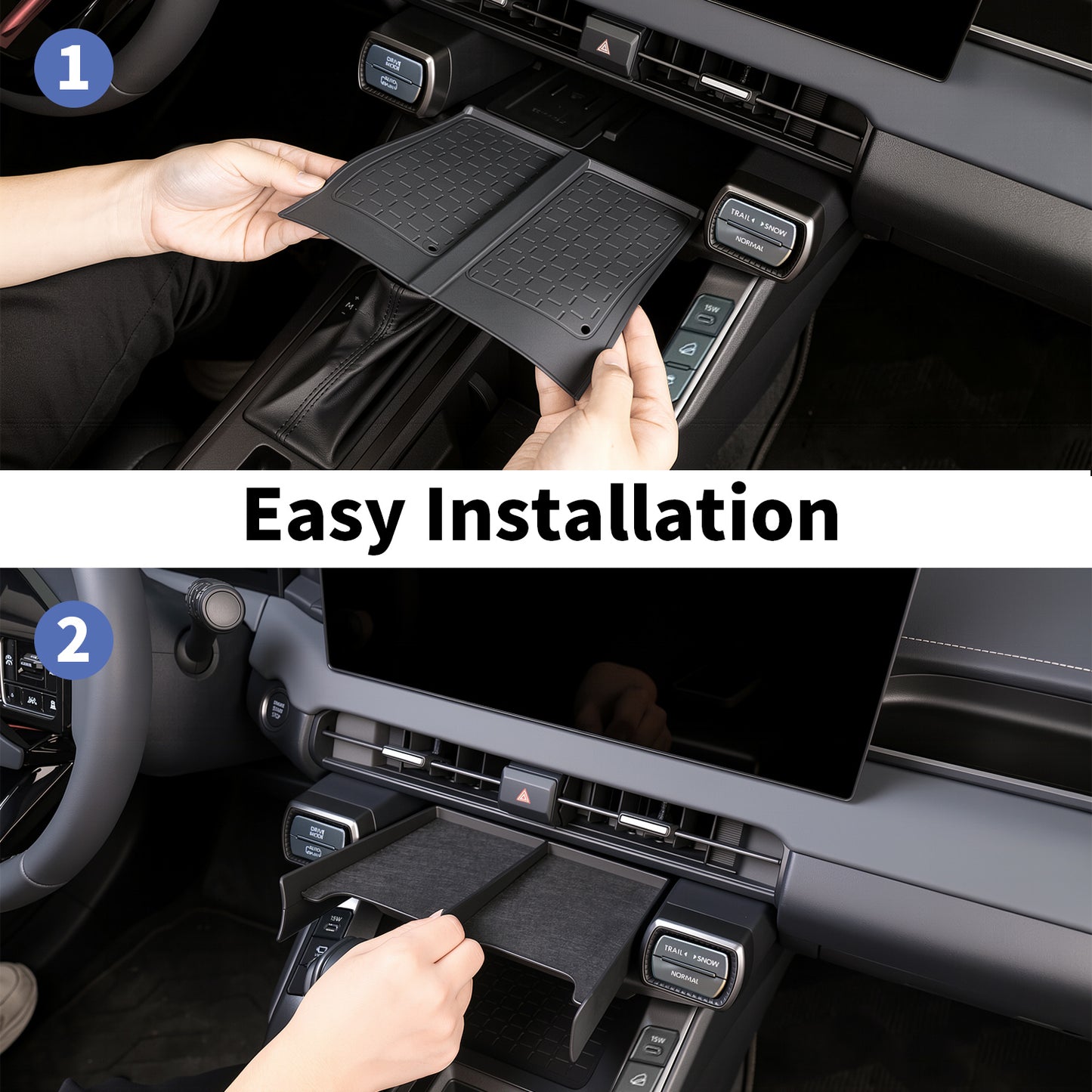 For Toyota RAV4 2026 Wireless Charging Protective Mat & Center Console Storage Protective Mat, Interior Accessories Silicone Anti-Slip Console Cover Pad for RAV4 2026 Accessories -2PC
