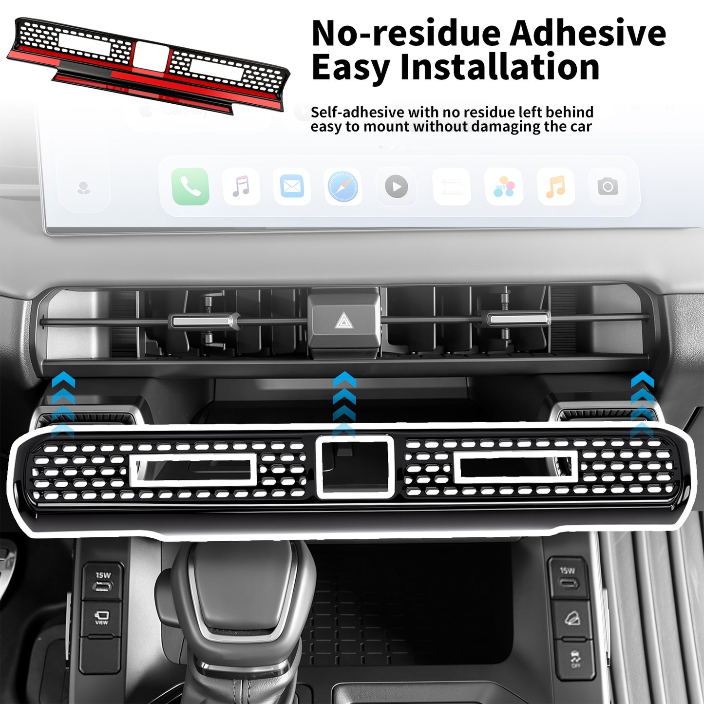 For Toyota RAV4 2026 Accessories Interior Center Console Air Conditioner Switch Button Cover Trim Central Central Air Conditioning Cover Decoration - Glossy Black