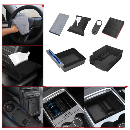 TOPABYTE Center Console USB Hub with Organizer Tray Set for Model 3 2021-2023 & Model Y 2020-2024