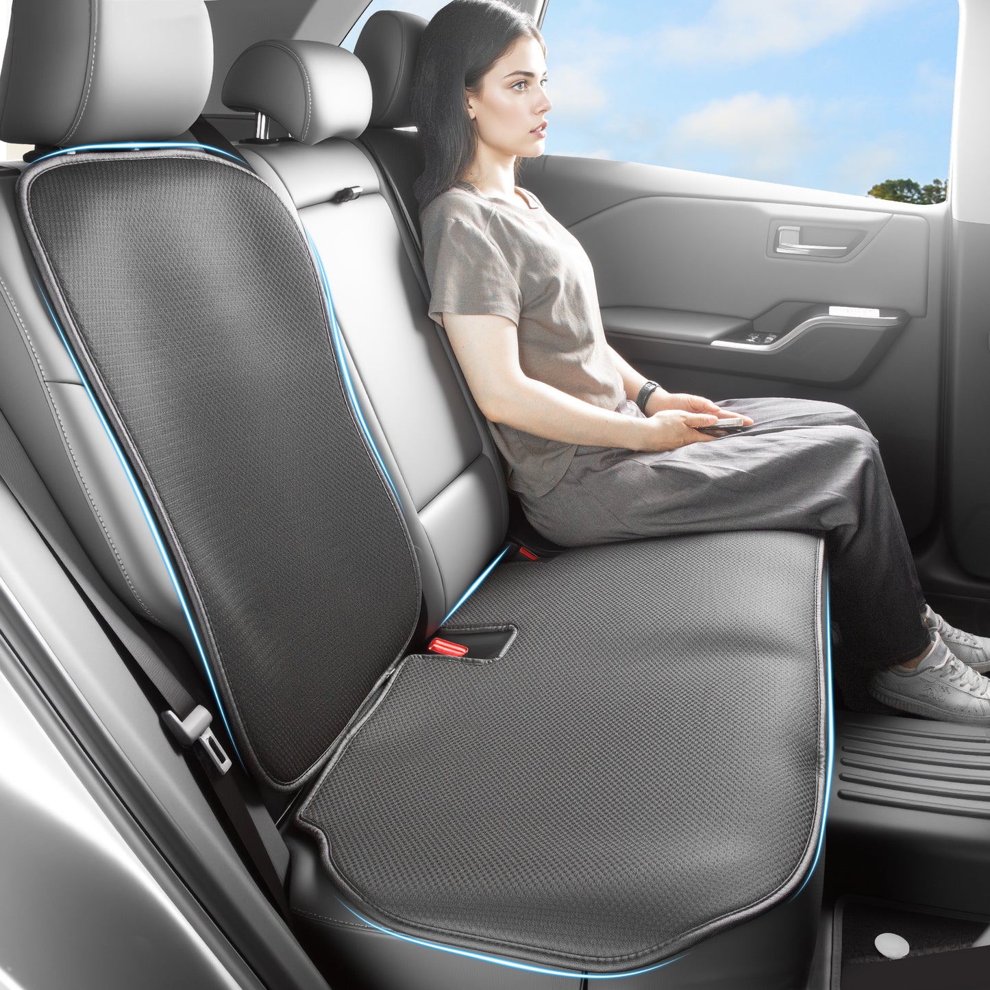 Ice Silk Rear Seat Cushion for Toyota RAV4 2026 2025-2019 Car seat Protection Cover Soft and Non-Slip Car Seat Protector for RAV4 2026 2025-2019 Launch Series Accessories