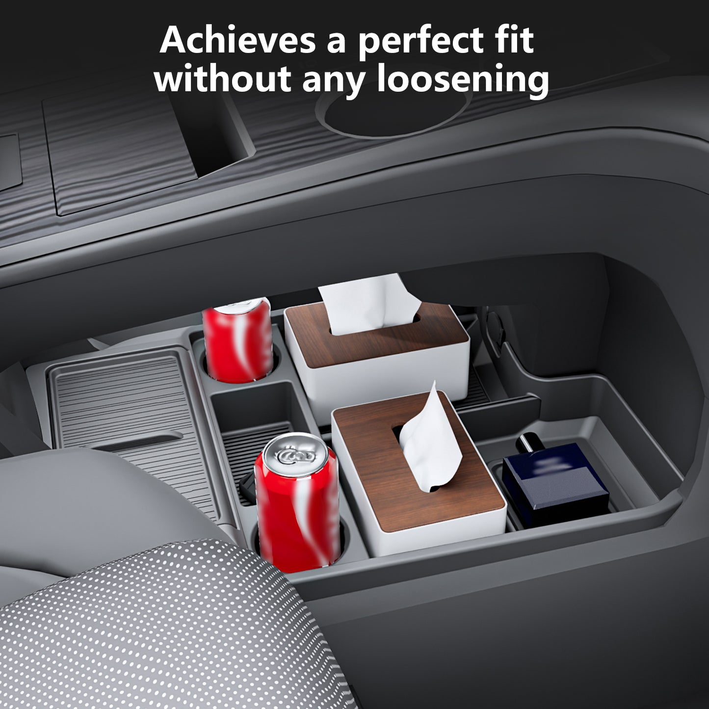 Center Console Organizer Lower Storage Box with Cup Holder for Toyota Sienna 2021-2026 TPE Material with Original Wood Grain for Sienna Interior Accessories, Black