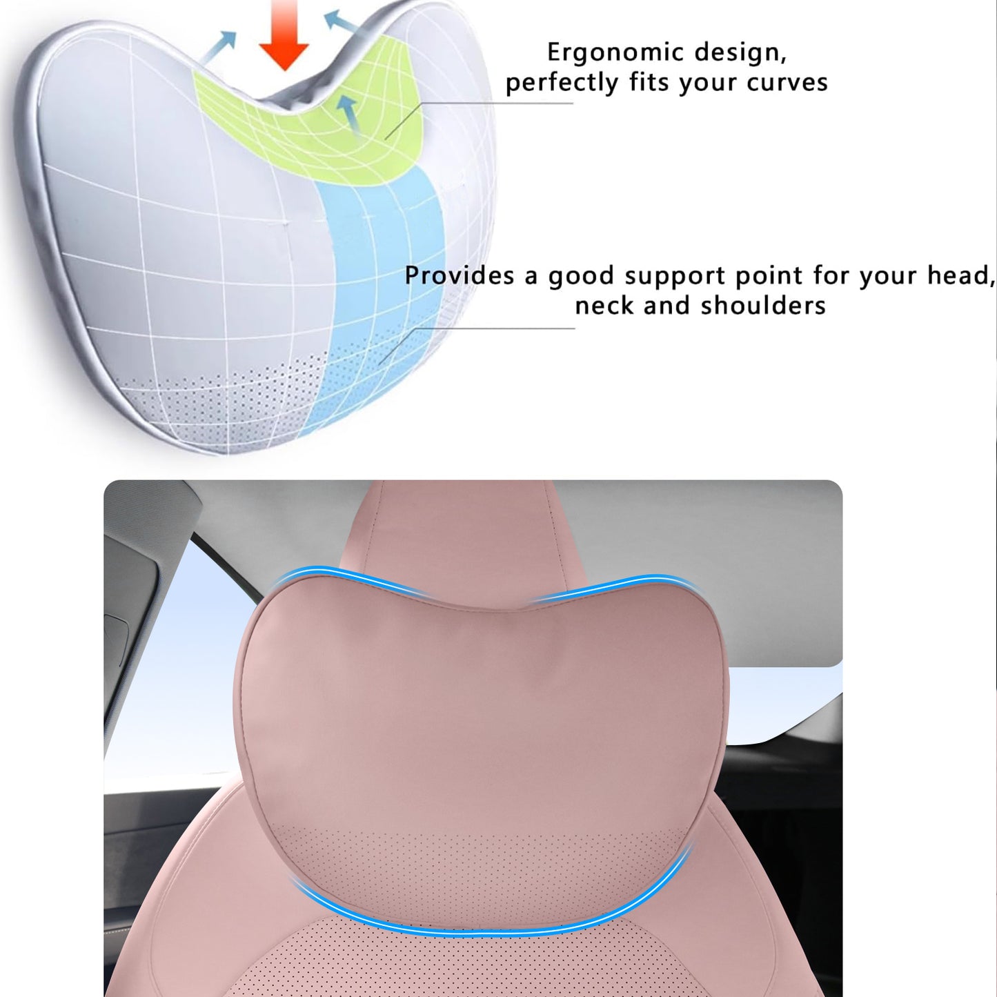 TOPABYTE Almohada universal para reposacabezas de coche para modelo Y S X 3 Highland Cybertruck y todos los vehículos