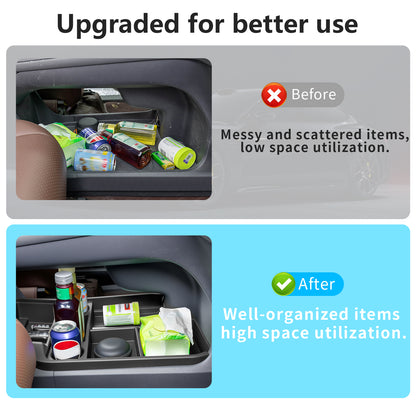 Center Console Organizer Lower Storage Box with Cup Holder for Toyota Sienna 2021-2026 TPE Material with Original Wood Grain for Sienna Interior Accessories, Black