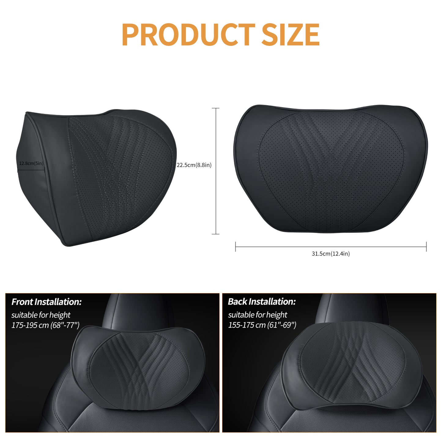 TOPABYTE Car Neck Pillow Memory Foam Leather Headrest Universal for Driving Home Office