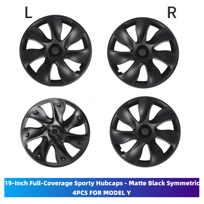 TOPABYTE 19-Inch Hubcaps Sporty Symmetric & Asymmetric Wheel Covers For Model Y