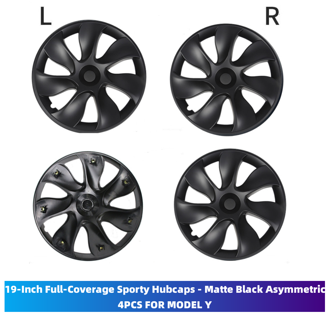 TOPABYTE 19-Inch Hubcaps Sporty Symmetric & Asymmetric Wheel Covers For Model Y