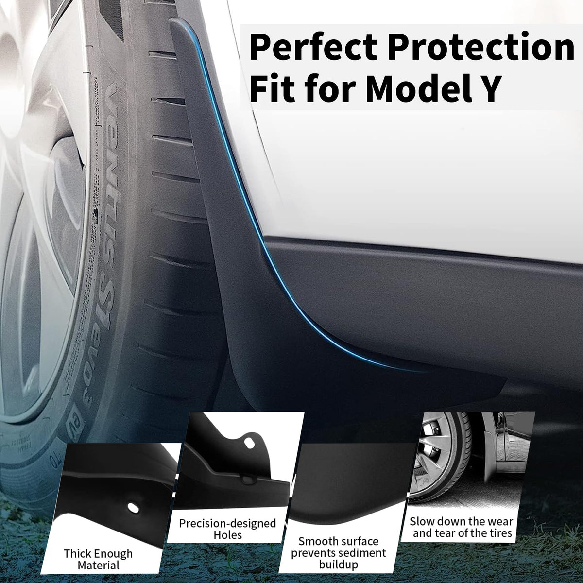 Topabyte Mud Flaps Splash Guards 4pcs per Model Y 2020-2025
