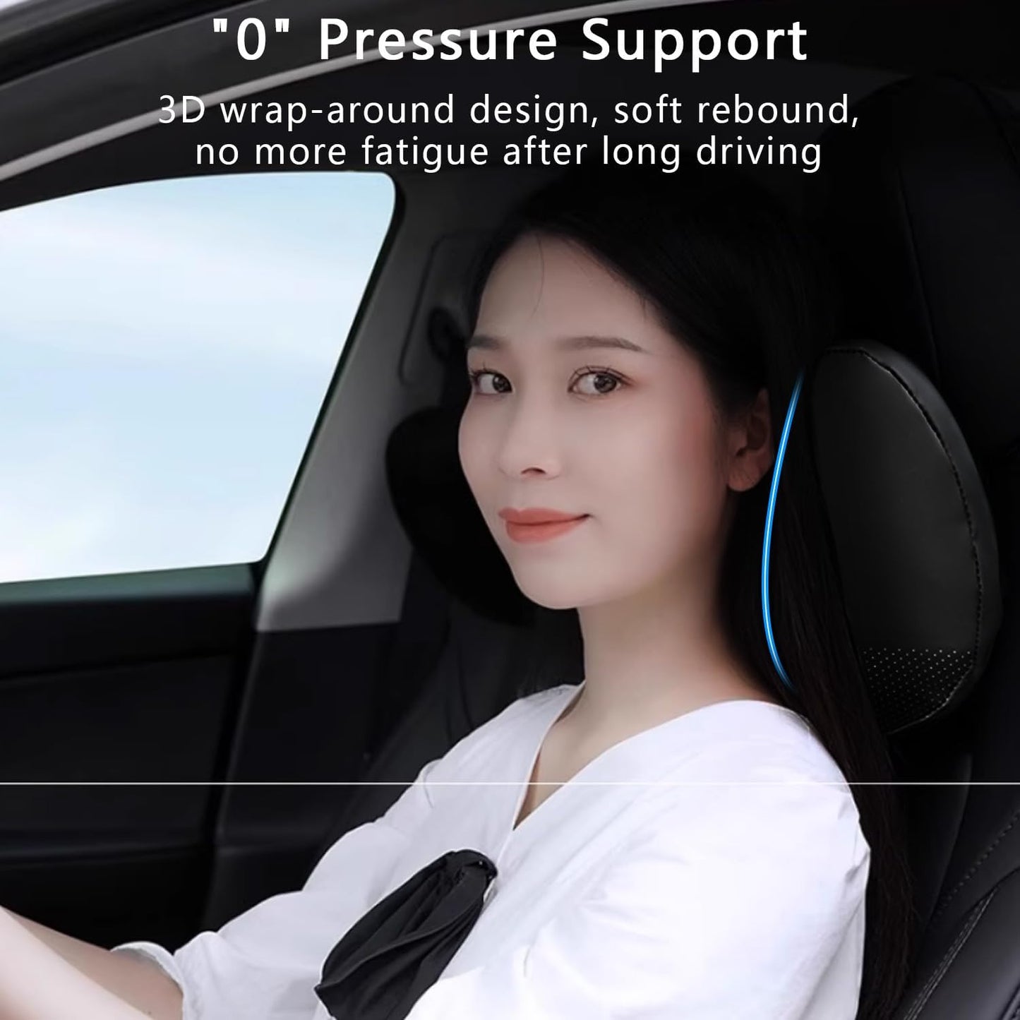 TOPABYTE Universal Car Headrest Nappa Leather Neck Pillow for BMW (Black/White/Pink/Tacora Red)