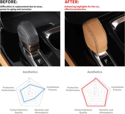 TOPABYTE Leather Automatic Gear Shift Knob Cover for Lexus NX RX