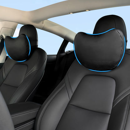 TOPABYTE Universal Car Headrest Nappa Skórzowa poduszka na szyję do BMW (czarny/biały/różowy/tacora czerwony)