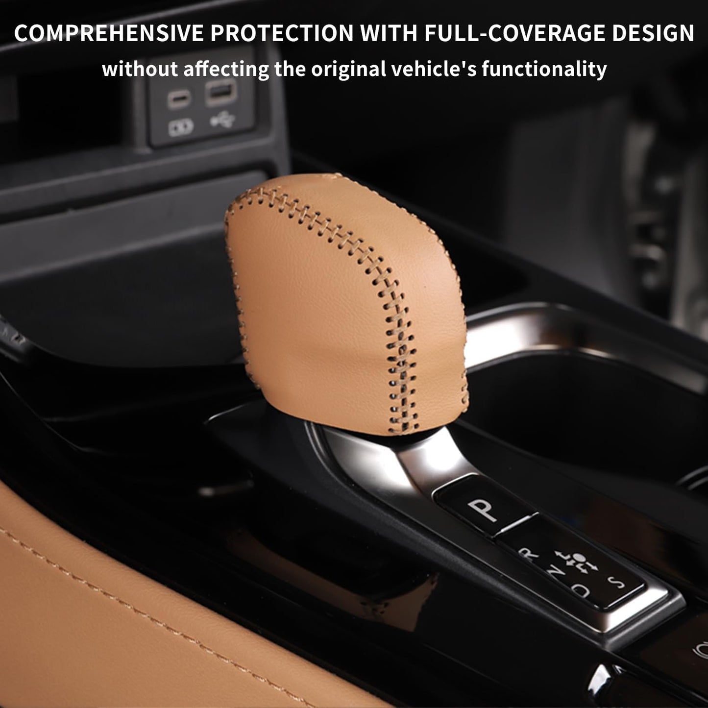 TOPABYTE Leather Automatic Gear Shift Knob Cover for Lexus NX RX