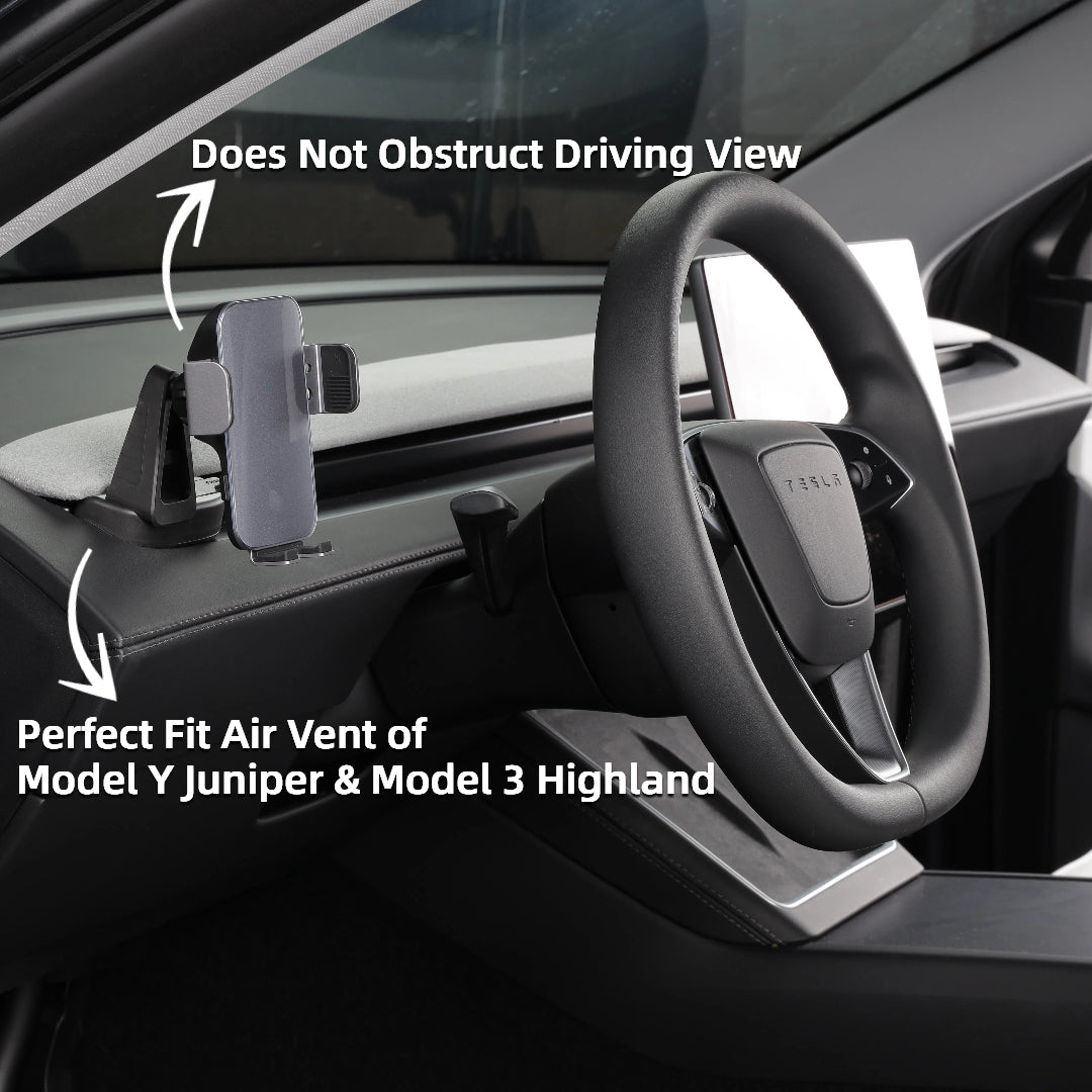 TOPABYTE Electric Phone Holder with Solar Energy for Model 3/Highland/Y/Juniper