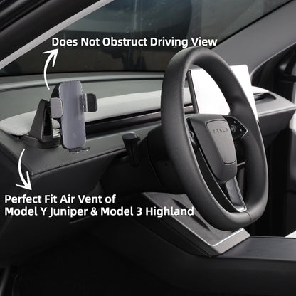 TOPABYTE Electric Phone Holder with Solar Energy for Model 3/Highland/Y/Juniper