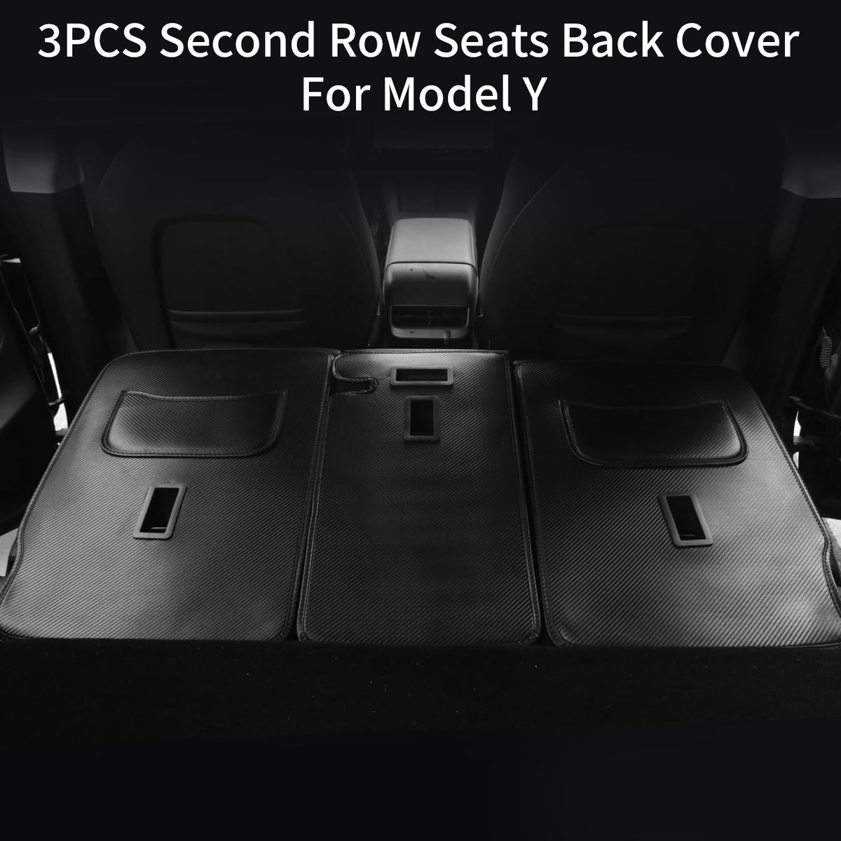 TOPABYTE Second Row Seats Back Protector Mats Leather 3PCs for Model Y 2020-2025 Juniper (5-Seats)