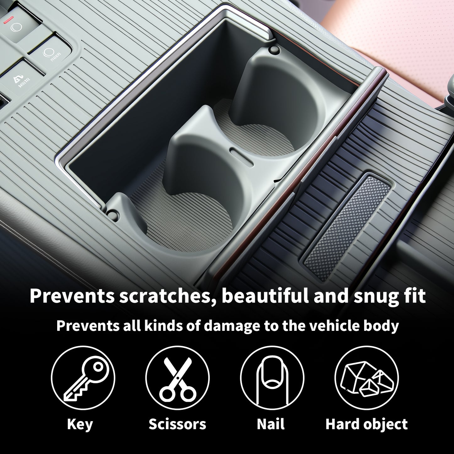 Center Console Cup Holder Insert for Sienna 2021 2022 2023 2024 2025 2026 Upgraded Organizer TPE Cup Holder for Sienna Interior Accessories
