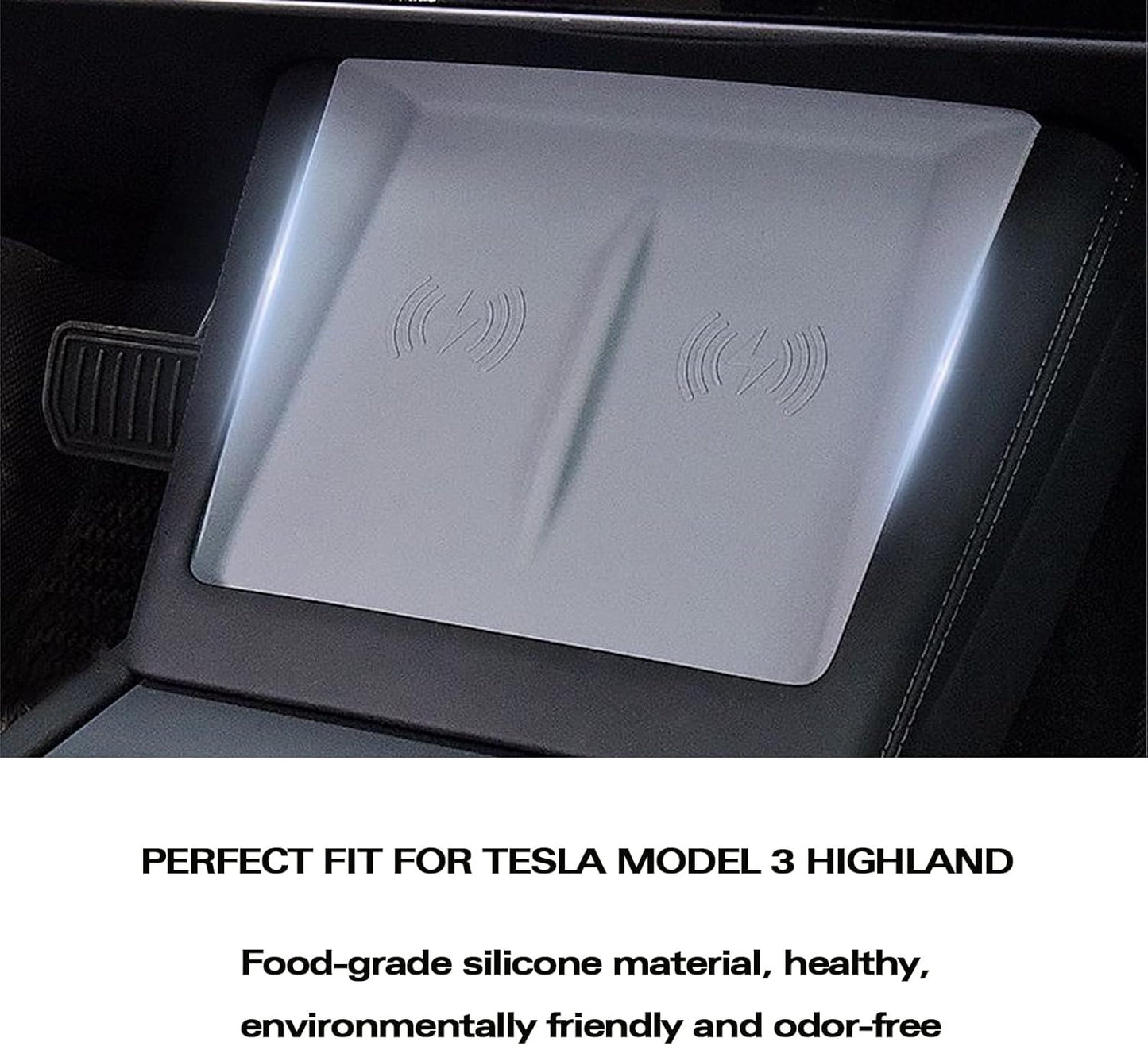 TOPABYTE Center Console Wireless Charging Mat for 2025 Model Y Juniper & 2024+ Model 3 Highland