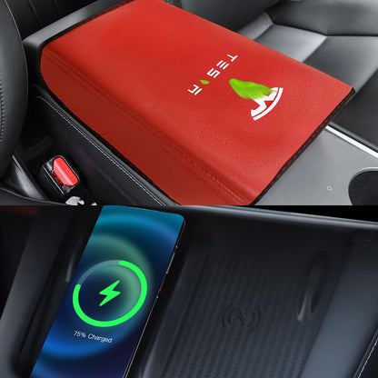 TOPABYTE Armrest Cover With Silicone Wireless Charging Mat For Model Y 3