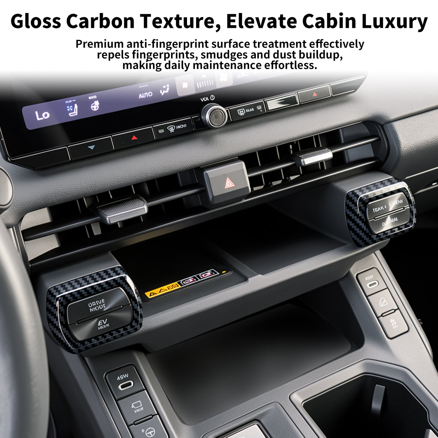 For Toyota RAV4 2026 Accessories Interior Center Console Air Conditioner Switch Button Cover Trim Central Central Air Conditioning Cover Decoration - Glossy Carbon Fiber