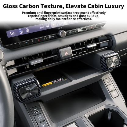 For Toyota RAV4 2026 Accessories Interior Center Console Air Conditioner Switch Button Cover Trim Central Central Air Conditioning Cover Decoration - Glossy Carbon Fiber