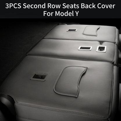 TOPABYTE Second Row Seats Back Protector Mats Leather 3PCs for Model Y 2020-2025 Juniper (5-Seats)