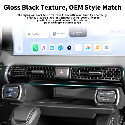 For Toyota RAV4 2026 Accessories Interior Center Console Air Conditioner Switch Button Cover Trim Central Central Air Conditioning Cover Decoration - Glossy Black
