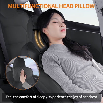 TOPABYTE Car Neck Pillow Memory Foam Leather Headrest Universal for Driving Home Office