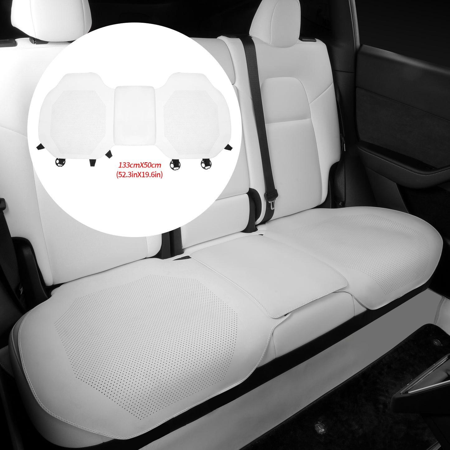 TOPABYTE Black & White Ultra-Thin Car Seat Cushion Breathable Leather Universal for Most Cars