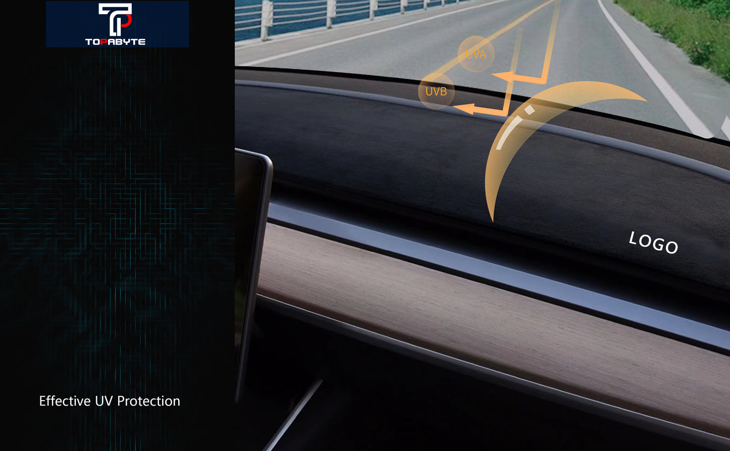 Topabyte Dashboard Tampa para o modelo 3 2017-2023 Modelo Y 2020-2024 Flanela premium não deslizamento Decoração do painel