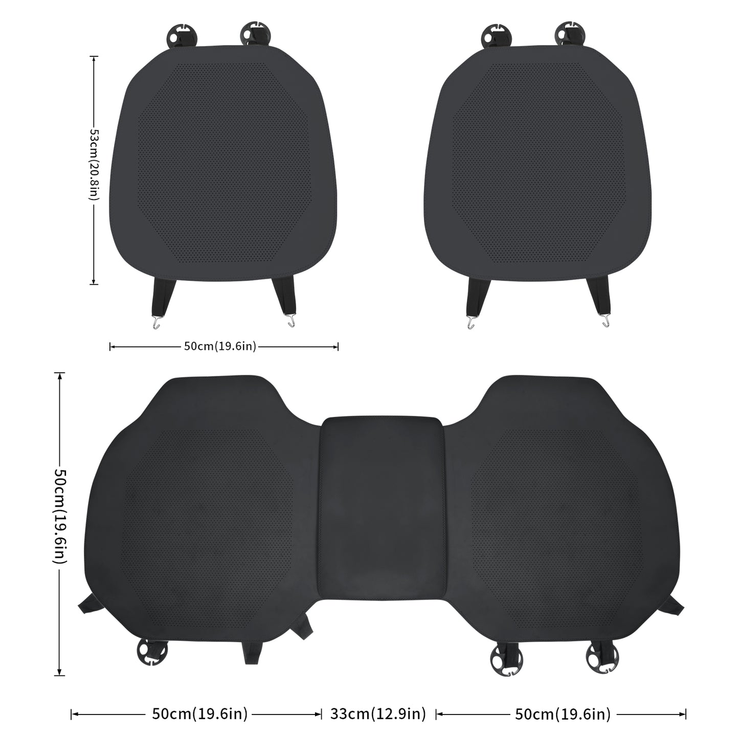 TOPABYTE Black & White Ultra-Thin Car Seat Cushion Breathable Leather Universal for Most Cars