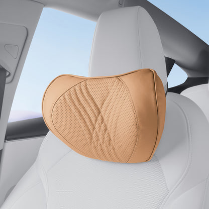 TOPABYTE Car Neck Pillow Memory Foam Leather Headrest Universal for Driving Home Office