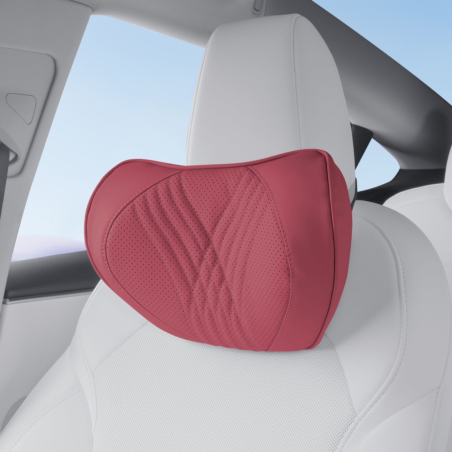 TOPABYTE Car Neck Pillow Memory Foam Leather Headrest Universal for Driving Home Office