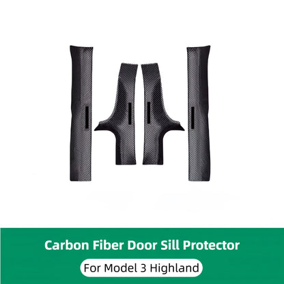 Topabyte Carbone Fibre Door Sill Protectors for Model 3 / Y 2018-2025 + Highland / Juniper (5 places)