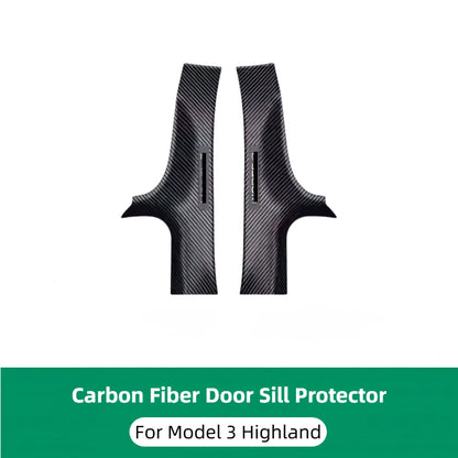 Topabyte Carbone Fibre Door Sill Protectors for Model 3 / Y 2018-2025 + Highland / Juniper (5 places)